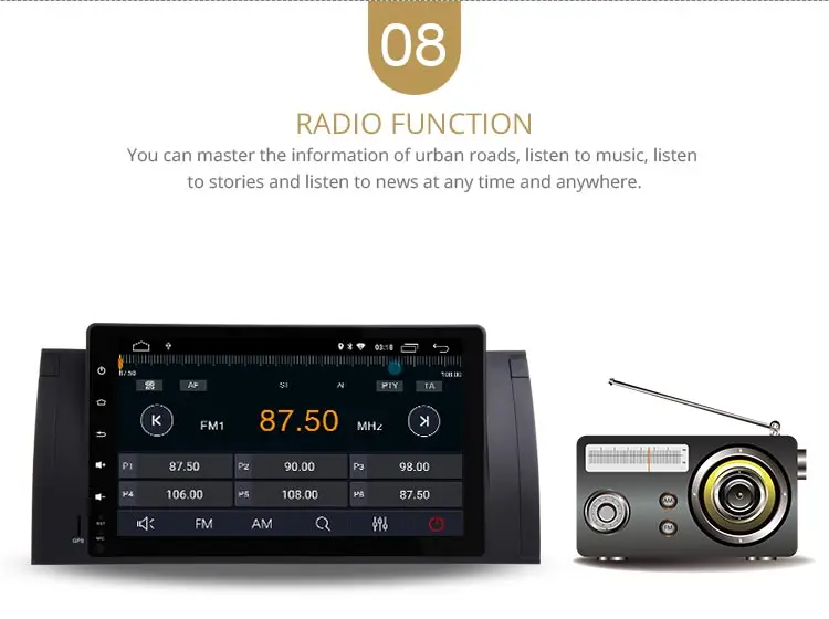 Sale LJDA 9 Inch 1 Din Android 9.0 Car Radio For BMW E39 X5 M5 E53 Car Multimedia Player Stereo Auto Audio GPS Video Canbus 2G+16G 10