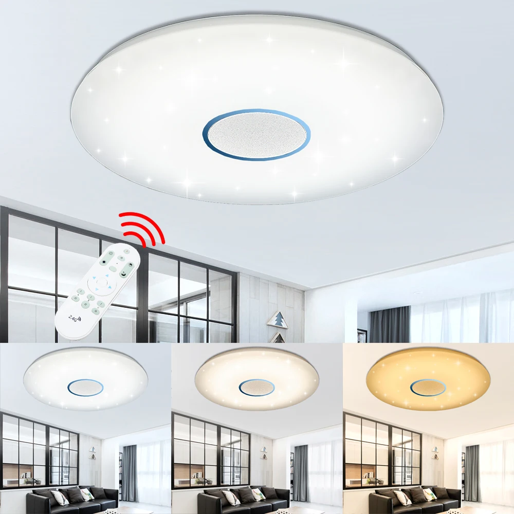 Us 226 46 33 Off Modern Led Ceiling Light Ufo Shape With Crystal Granule Star Effect 100w Kitchen Living Room Bedroom Dimmable Remote Control In