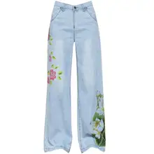 Свободные широкие женские джинсы размера плюс 25-34 с высокой талией, новые прямые джинсы из денима