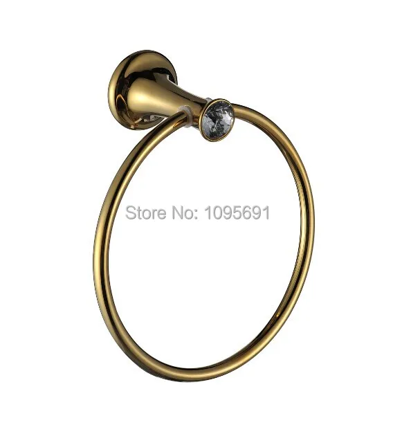 ФОТО Free shipping luxurious elegant golden  crystal  +brass towel ring bath towel holder bath towel rack bathroom accessories
