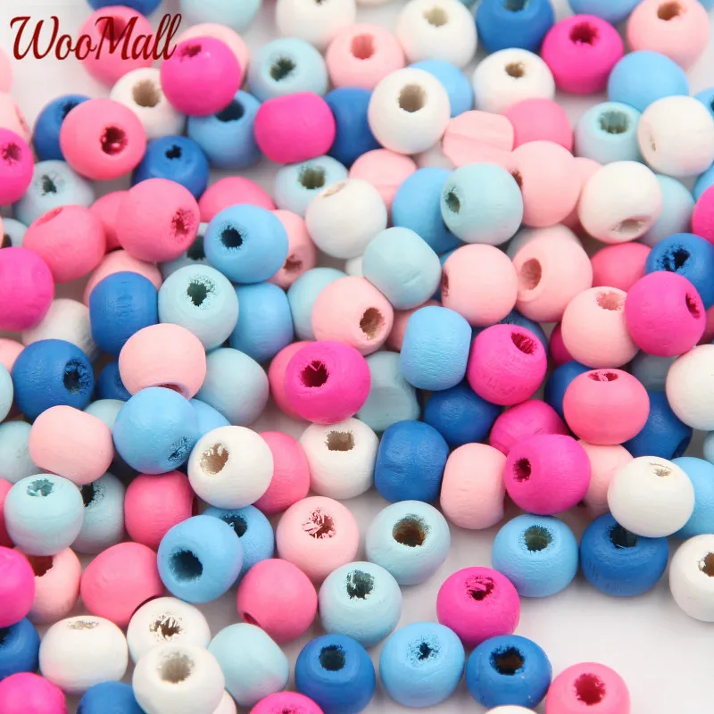 

Multicolor Wood Beads 50pcs 10mm Wooden Beads for Jewelry Making DIY Baby Rattle Pacifier clip Wood lollipop Spaced beads