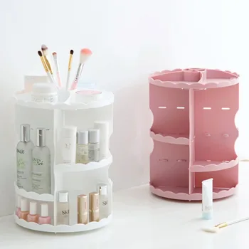 

Fashion 360 Degree Supper Make Up Storage Cosmetic Display High Quality Brush Lipstick Bigger Storage Stand Box