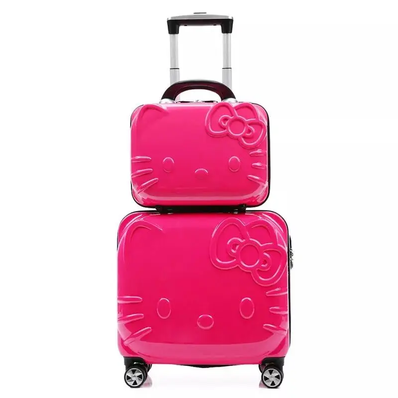 Детские комплекты чемоданов hello kitty розовый багаж на колесиках для девочек и мальчиков подарок для детей школьная сумка на колесиках с героями мультфильмов - Цвет: as the picture shows