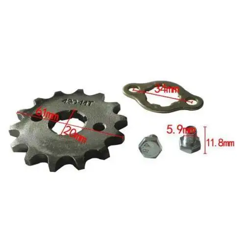 420 14T 20mm Front Engine Sprocket For Chinese Pit Bikes And Atvs 125cc Lifan