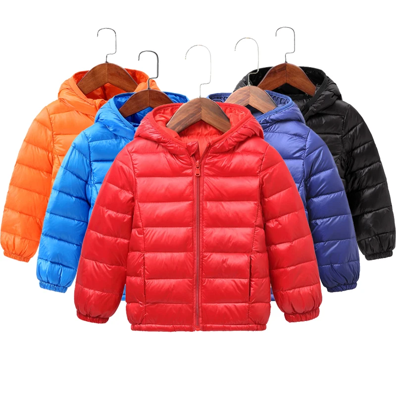 astounding  2019 Autumn Winter Hooded Children Down Jackets For Girls Candy Color Warm Kids Down Coats For Boys