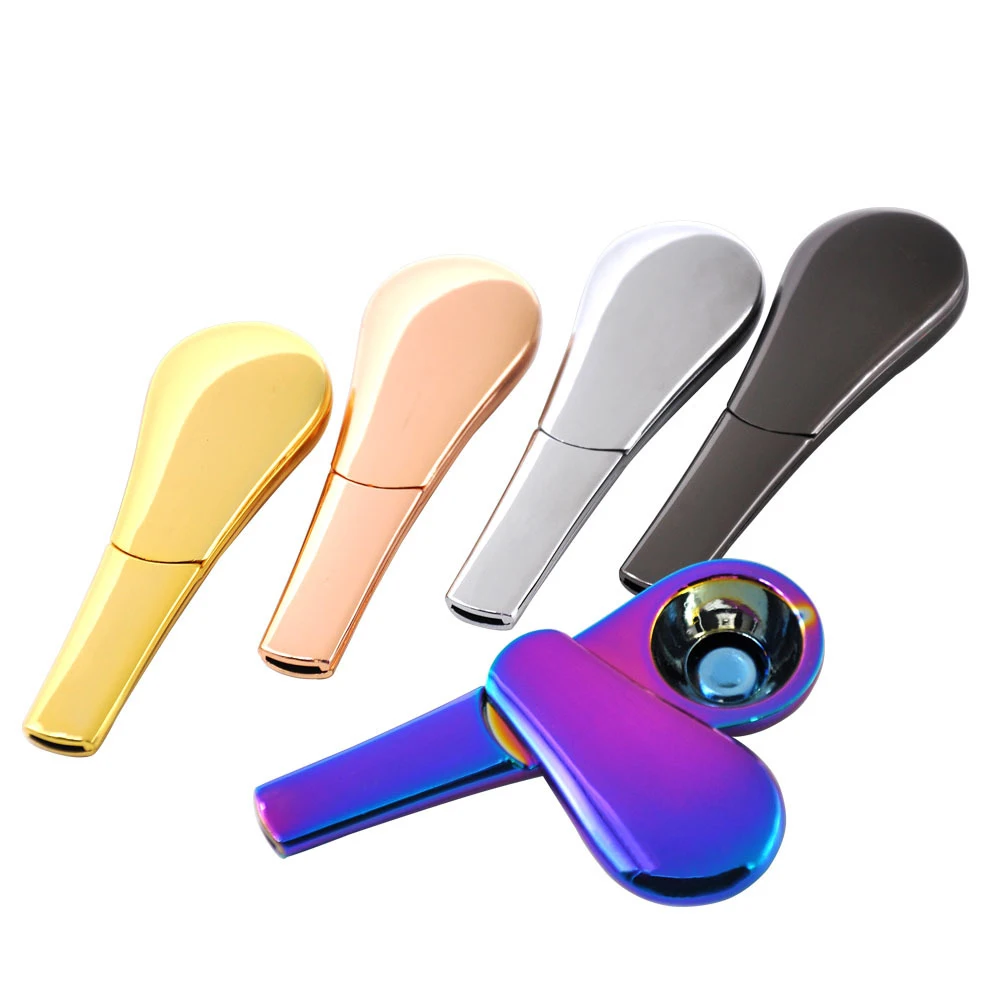

Portable Mini Metal Stainless Steel Spoon & Square Smoking Pipes Herb Hookah Tobacco Accessories Pipe New