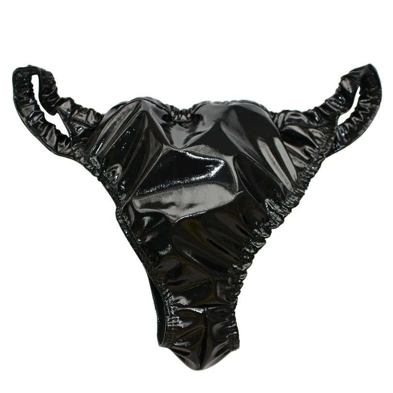 iEFiEL Sexy Mens Male Lingerie Patent Leather Sequins Spandex & Latex Rubber Briefs Underwear Underpants for Lingerie Night