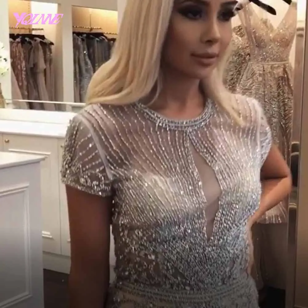 YQLNNE 2019 Luxury Rhinestones Nude Mermaid Evening Dress Long Evening Pageant Dresses Formal Gown robe de soiree YQLNNE 2019 Luxury Rhinestones Nude Mermaid Evening Dress Long Evening Pageant Dresses Formal Gown robe de soiree