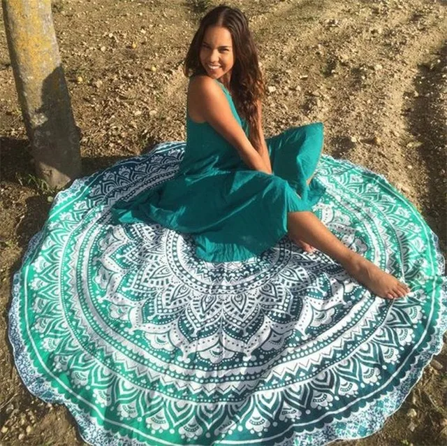 

Indian Round Mandala Beach Throw Yoga Mat Bohemian Roundie Tapestry Beach Mat Yoga Mat Blanket Table Cloth