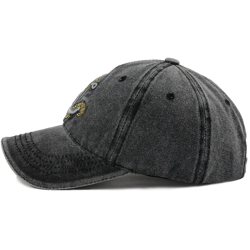 Изысканная вышитая мужская бейсбольная кепка с якорем Женская Snapback Черная