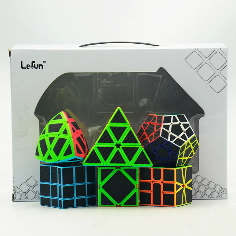 6pcs/set Strange Shape Cube Set  Lefun Magic Cube Mastermorphix+SQ-1+Meg+Mirror Block+Pyramid+Ske Black Sticker Gift Package father s day halloween gift block 3d memo pad mysterious magic castle carving collector s edition unique memo note