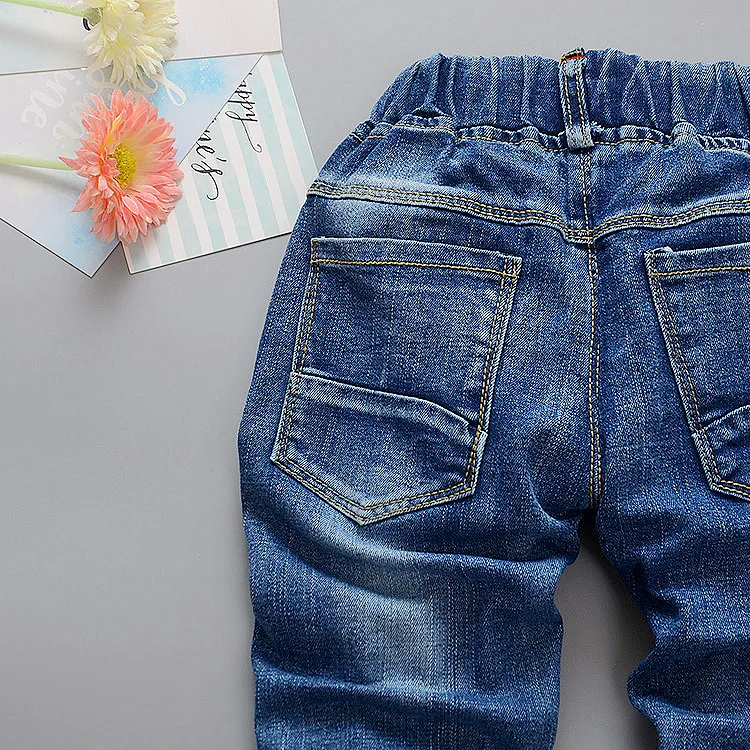 Джинсы для малышей от 2 до 5 лет, осень-весна, Новое поступление, модные детские джинсы хорошее качество, B002, детские штаны для маленьких мальчиков