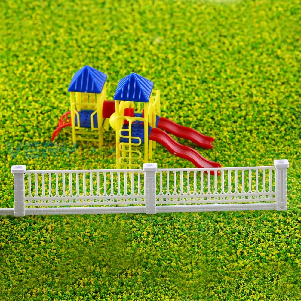 1150 N Scale White Model Trains Layout Railway Building Fence Wall 2 Sets in Model Building