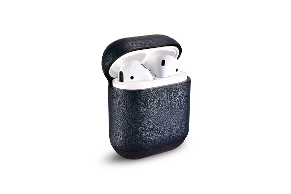 Чехол для наушников для Apple Airpods из натуральной кожи, чехол для наушников, аксессуары для наушников, защитный беспроводной чехол - Цвет: Nappa-Deep Blue