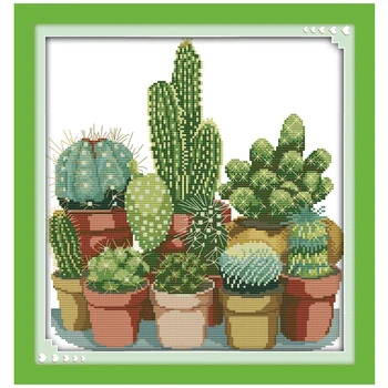 

Cactuses (2) Counted Cross Stitch 11CT Printed 14CT Cross Stitch Sets Cross-stitch Kits Embroidery Needlework