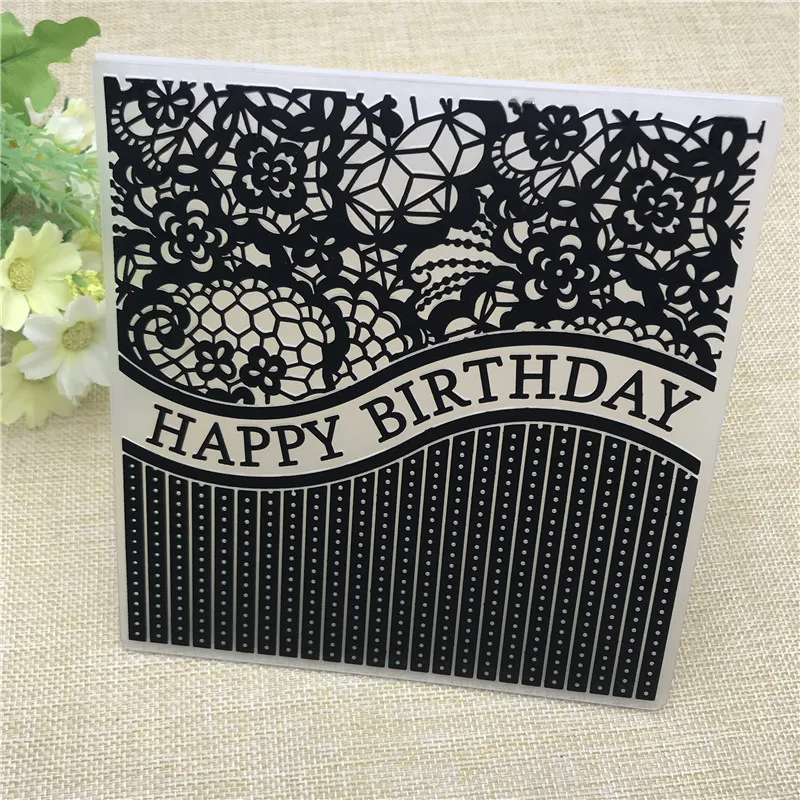 

Happy Birthday Flower Embossing Folder Plastic Card Making Stamps Scrapbooking Paper Craft Supplies Folders Album DIY