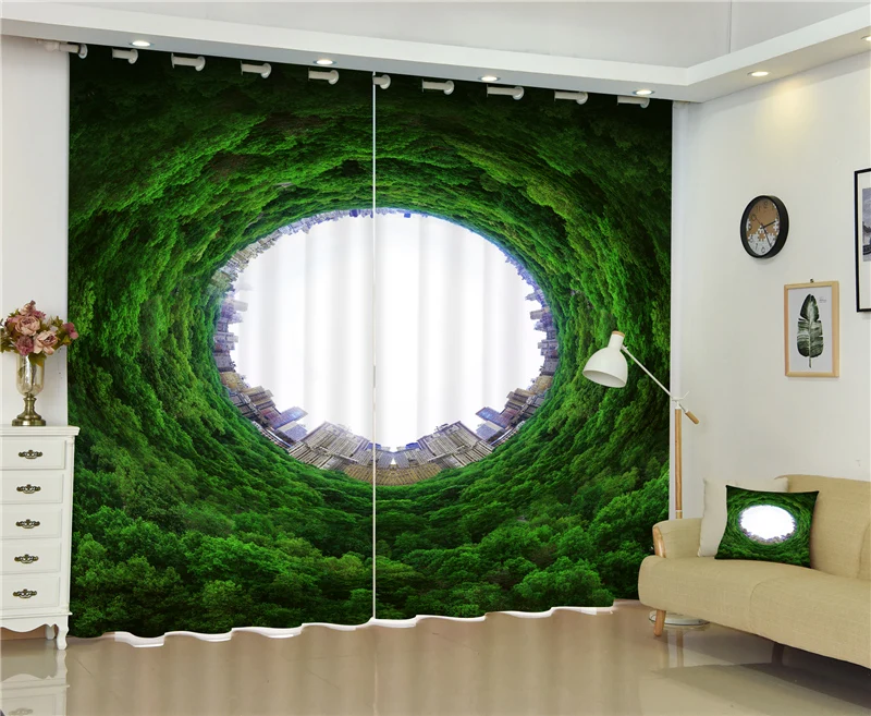 

Time tunnel 3D Blackout Woodland trail Curtains Healthy non-pollution Digital Print Curtains for Bedding room Living room