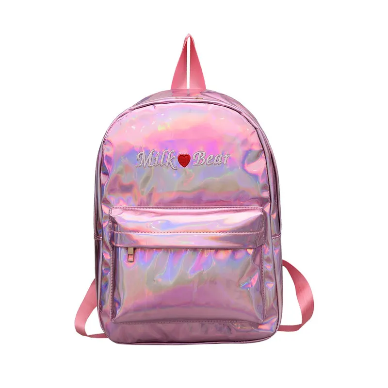 Лазерный рюкзак, повседневные дорожные сумки для женщин и девочек, рюкзак из искусственной кожи, голографический ранец, школьные сумки для девочек-подростков