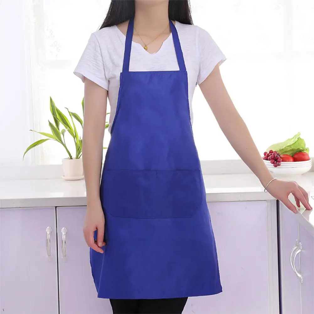 Adjustable bib apron dress kitchen restaurant chef baking clean classic cooking bib - Color: Dark blue