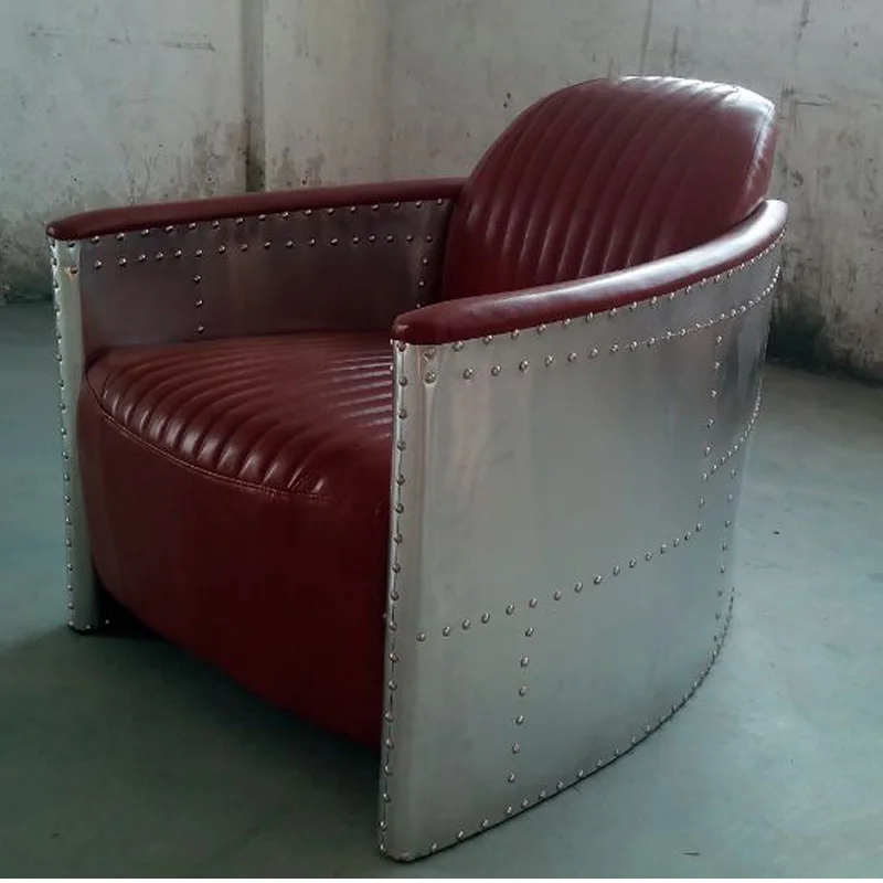 Us 1388 0 E Aluminum Leather Sofas American Loft Style Retro Sofa Chair Rivet Oil Wax In Beach Chairs From