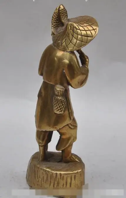 

S1214 7.5"chinese bronze brass Fisherman fish old man good luck art statue sculpture discount 30% (C0324)