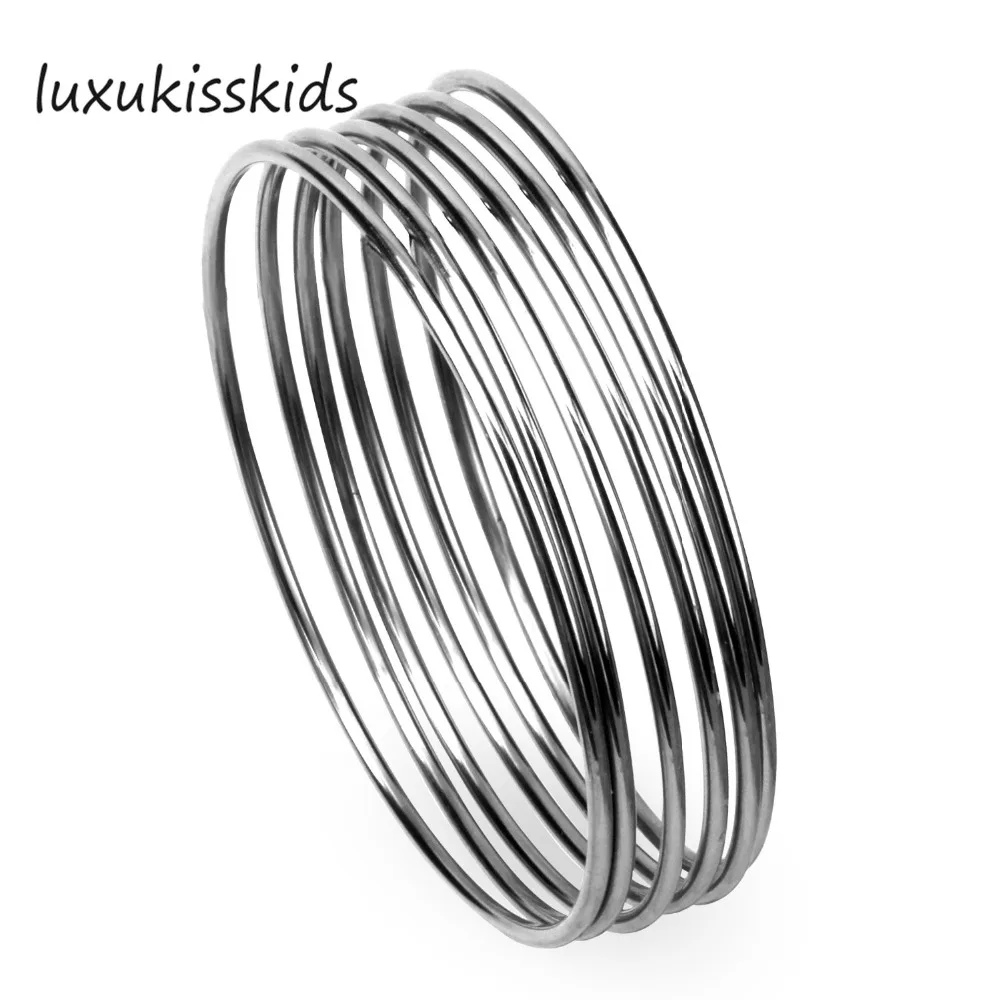 LUXUKISSKIDS стальные браслеты оптом (6 шт./компл.) 316L нержавеющая сталь 68 мм большие