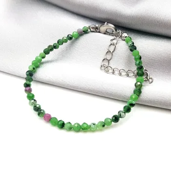 

new MM 925 sterling silver clasp Fashion Bracelet Natural black tourmaline quartz Gem stone 2-3MM 7''