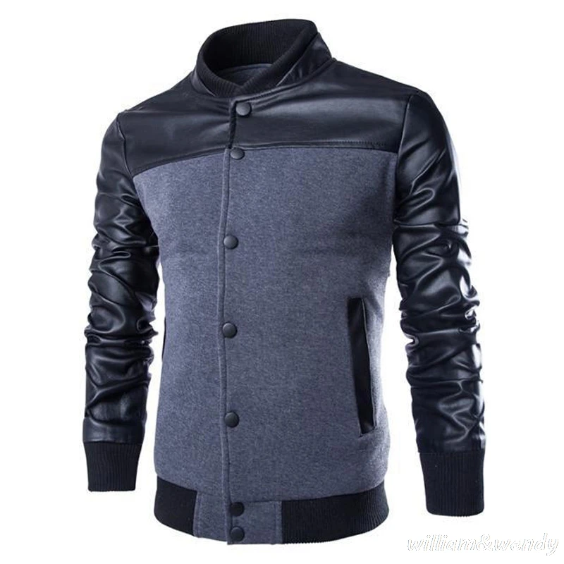 Men Slim Vintage PU Leather Patchwork Large Size Quilted