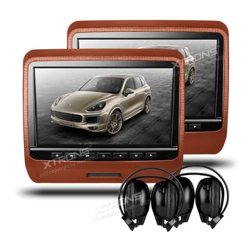 

2*9" Leather Style Brown Color Headrest Car DVD Headrest DVD Headrest Monitor DVD with HDMI Port & 2 IR/FM Headphone Included