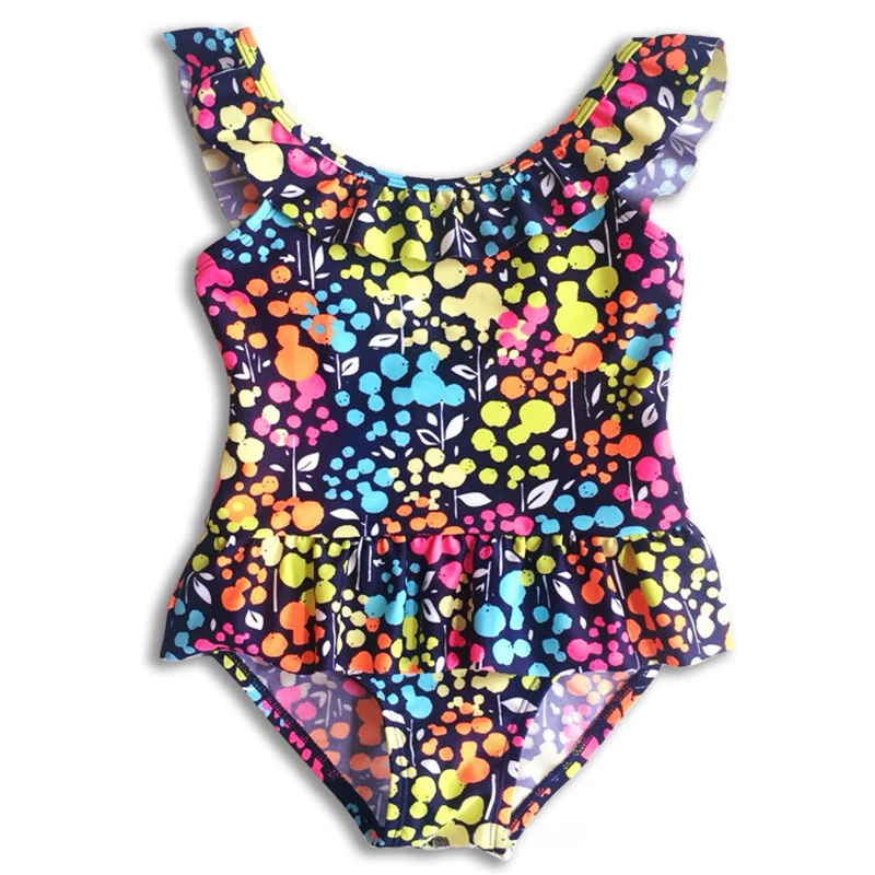 

New Model Kid Girls One Piece Swimsuit 2-7 Y Baby Girl Colorful Flower Swimwear Children wear Sling Swim Suit Bathing suits