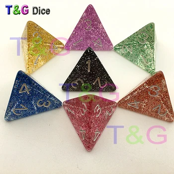 

5pcs/set T&G High Quality Glitter Powder D4 Dice Set 4 side for Rpg Board Game