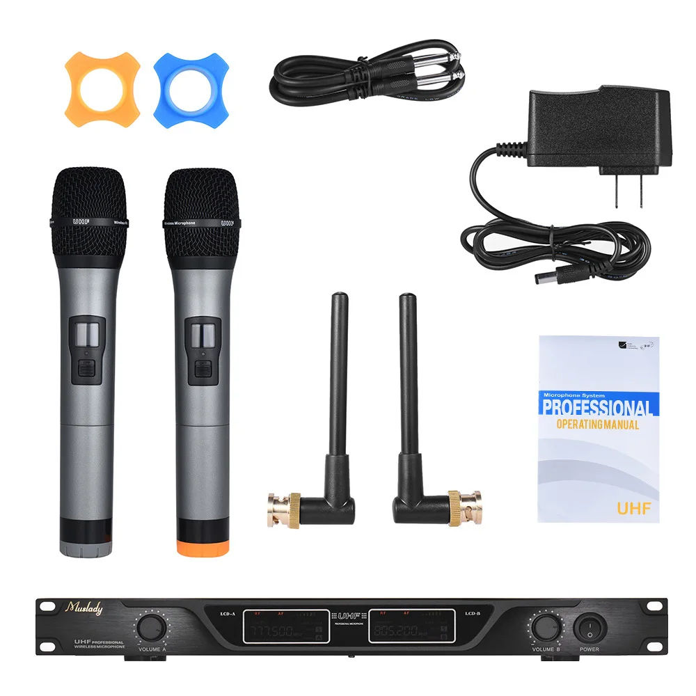 Professional Wireless Microphone Mic System Dual Channels LCD Display