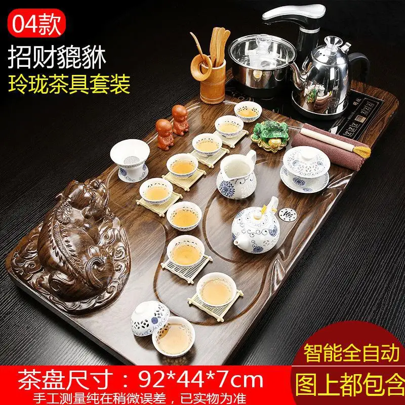 Fully Automatic Tea Set Set Household Whole Set Of Purple Sand Kungfu Solid Wood Tea Tray Drinking Tea Ceremony Tray Tea Table T - Цвет: fy4