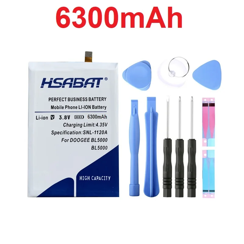 

HSABAT 6300mAh BL5000 Battery For Doogee BL5000 Phone Batteries Free tools