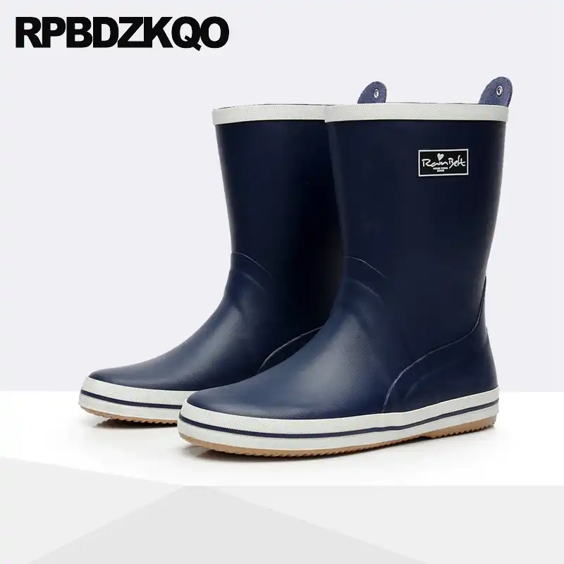 black mid calf rain boots