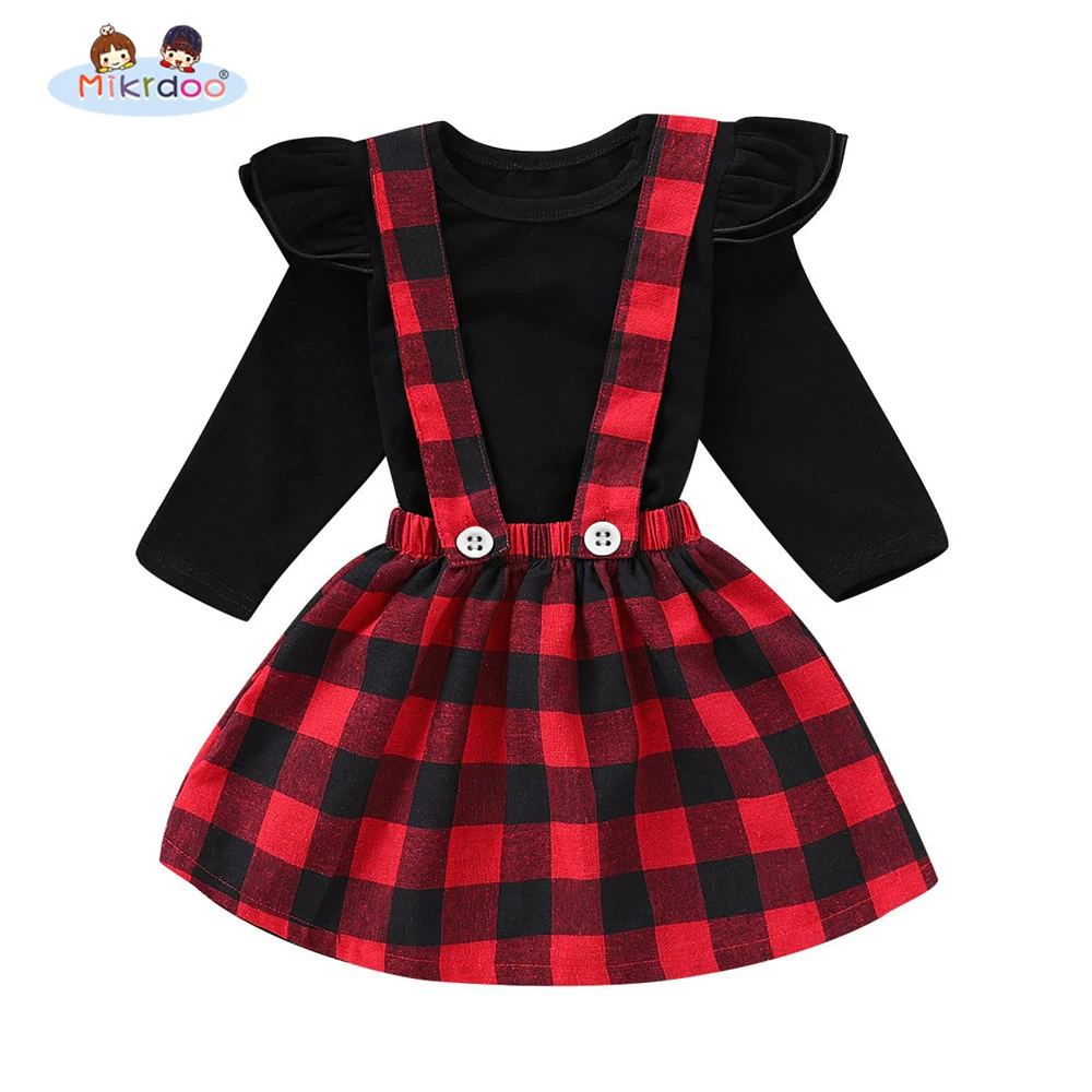 Kids Toddler Newborn Baby Girl Clothes Black Ruffle Long Sleeve Top