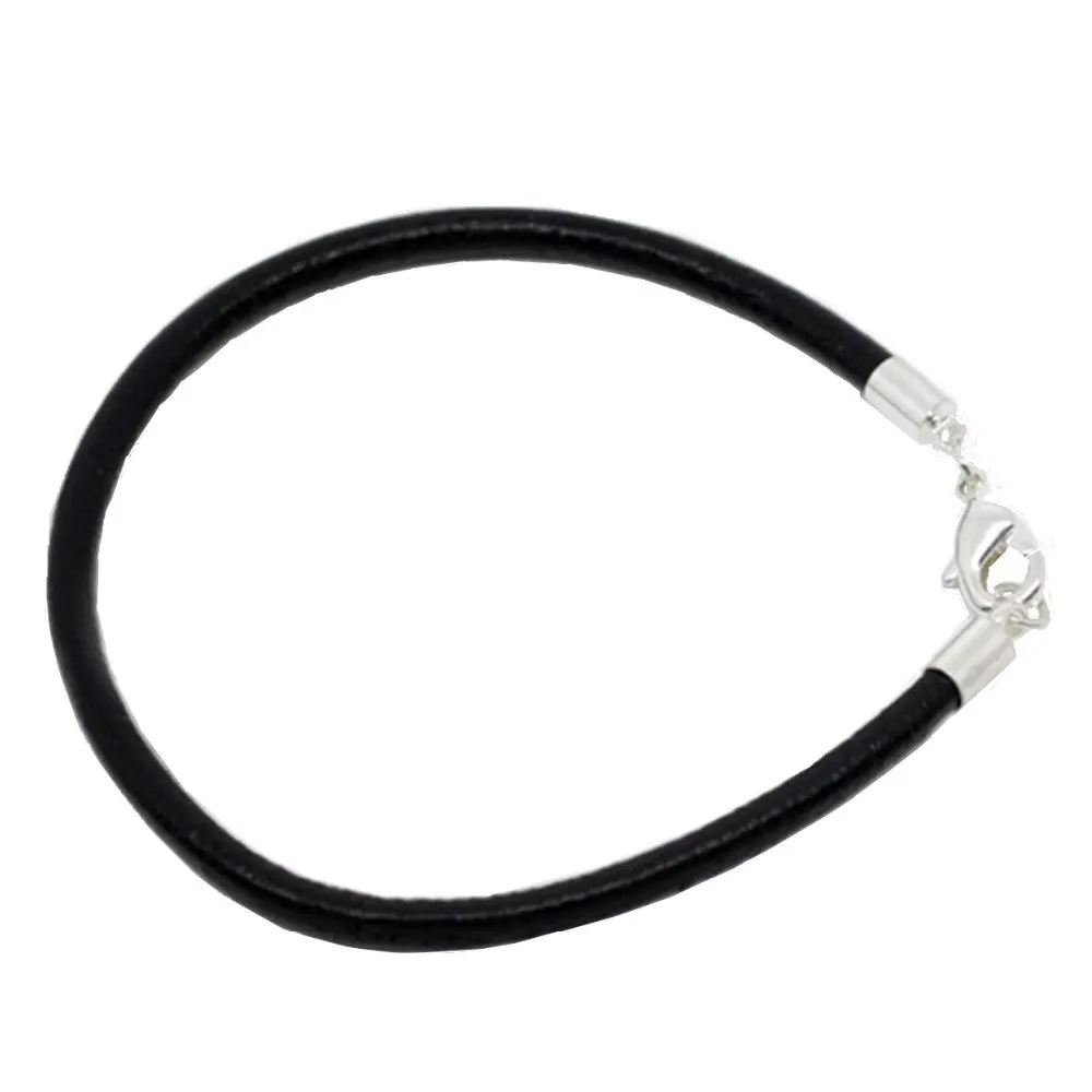 4 шт. DoreenBeads черные браслеты серебряного цвета из натуральной кожи