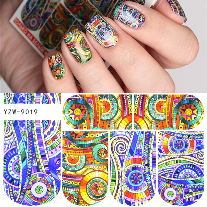 

YWK 1 Sheet 2019 New Full Cover Nail Sticker Windmill Fantasy Image Patterns Water Transfer Decals Nail Beauty DIY Tattoos