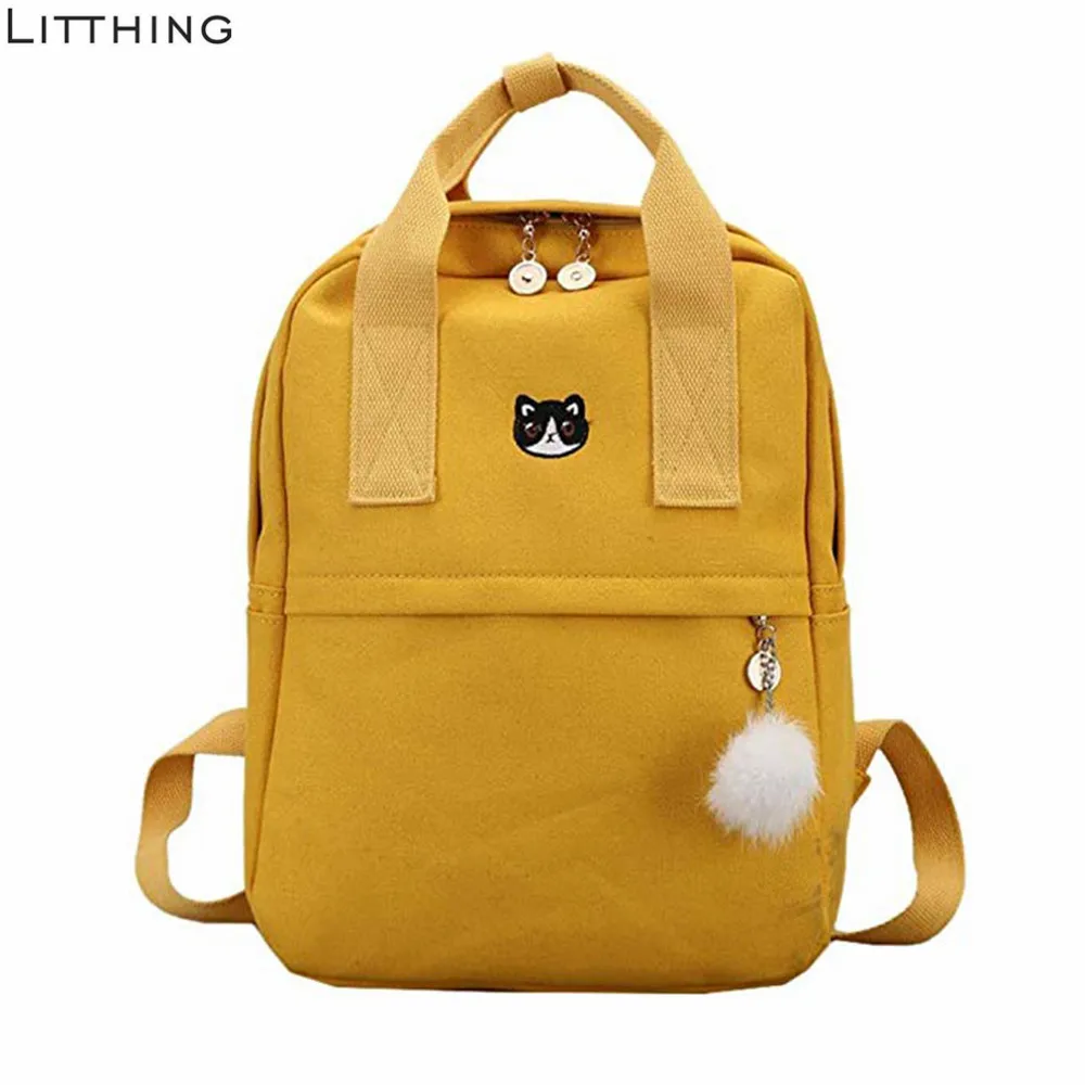 

Litthing Women Backpack For School Teenagers Girl Kawaii Bag 2019 Bookbag Canvas Backpack Fur Ball Female Backbag Rucksack #New