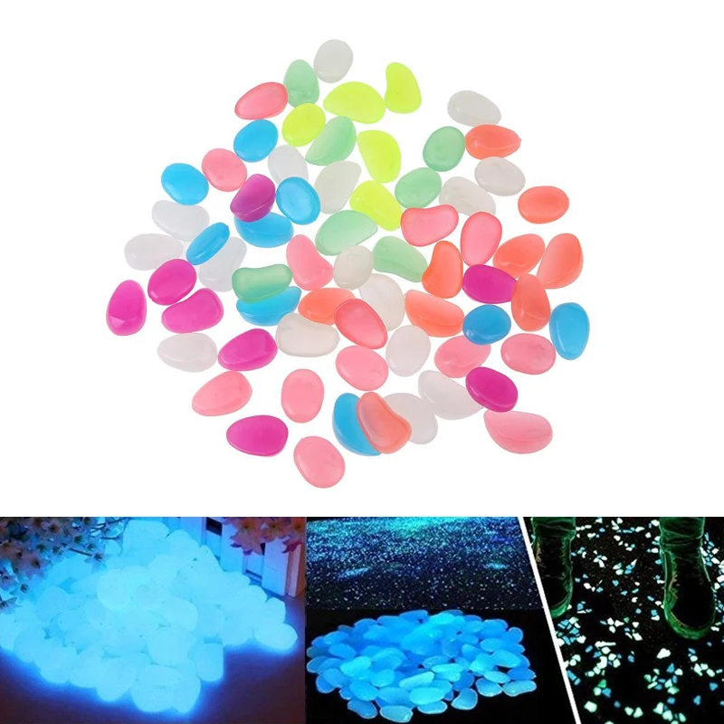 

50Pcs/Set Phosphorescent Pebbles House Garden All E Aquarium Basin Home Decoration Crafts Glowing Pebbles Decor Supplies