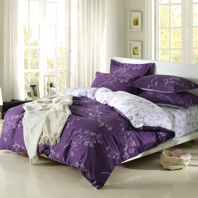 Slanting 100 Cotton Stripe Print Princess Purple Duvet Cover 4pcs Slanting 100 Cotton Stripe Print Princess Purple Duvet Cover 4pcs Bedding Sets