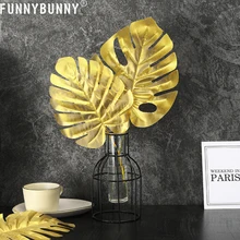 FUNNYBUNNY Золотая серия имитация листьев Monstera шелковые цветы искусственные украшения из растений для дома