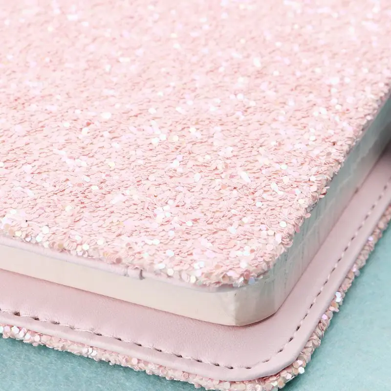 A6 Sequin Notebook Diary Weekly Planner Journal Agenda Organizer Travelers Faux Leather Cover Book