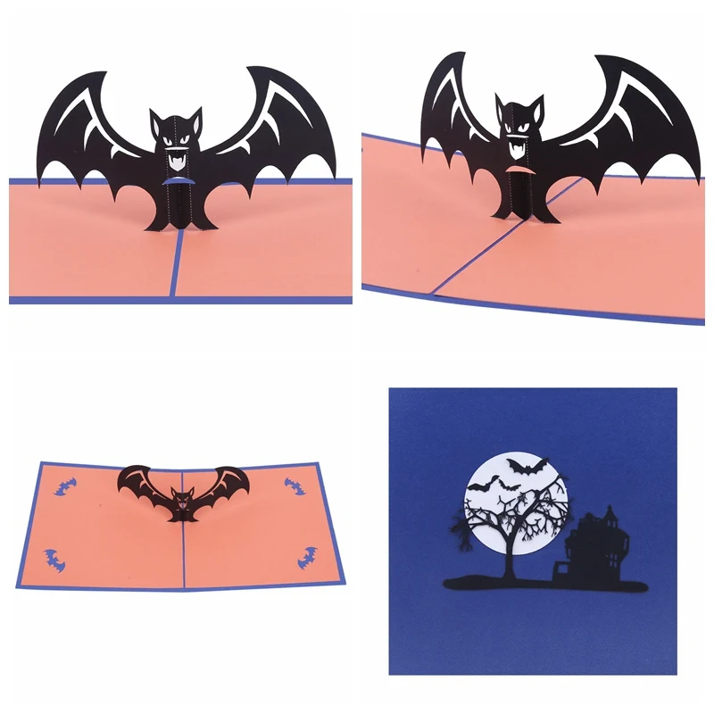  Halloween Invitation Card with Envelope 3D Popup Scary Bat Trick Or Treat Greeting Card Halloween P - 4000029312280