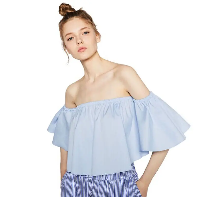 Sexy Shoulderless Flare Kemeja lengan 