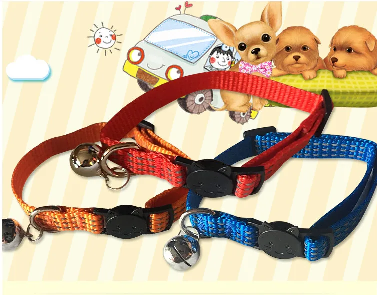 

0.75/pc Free shipping nylon cat collar reflective kitten collar breakaway buckle safety buckle 30pcs/lot