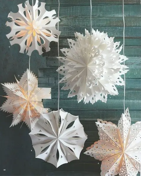 1pc Big White Thick Speciality Paper Snowflake Lanterns Cut Out Multi