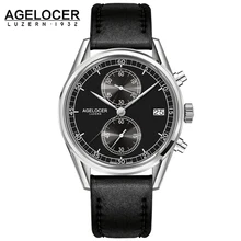 New Swiss made silver bezel back leather band wrist watch mens watches AGELCOER brand designers quartz watches 50m waterproof