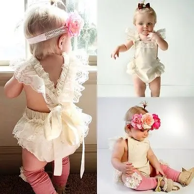 Kids Baby Girls Clothes Lace Ruffle Romper Jumpsuit Sunsuit Outfits A1