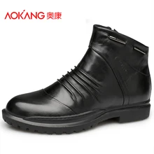 Aokang Winter herrenschuhe Spitzenkorn Rindsleder Herrenstiefel Aus Echtem leder männer schuhe männer stiefel warm kostenloser verschiffen